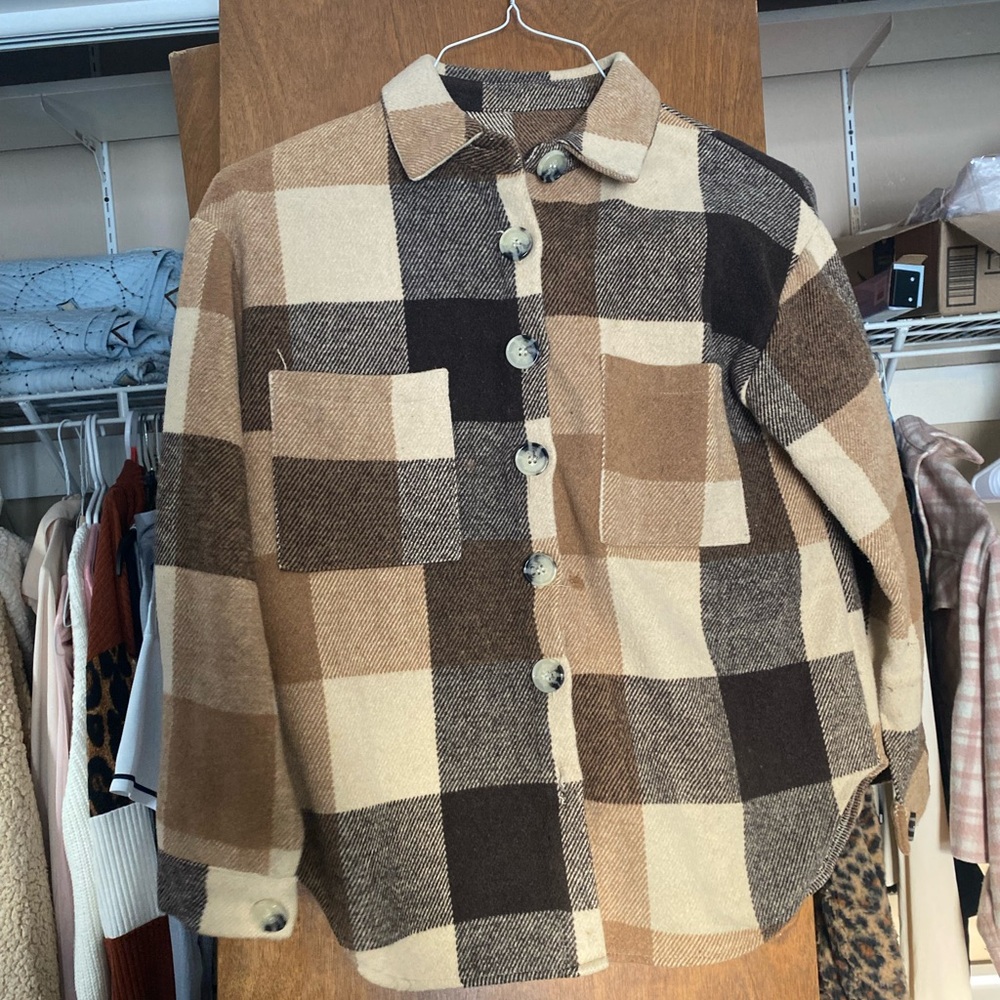 Plaid Button-Up Jacket